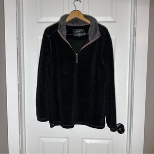 Trinity American Tradition Black Sherpa Fleece Quarter Zip Pullover Mens Large